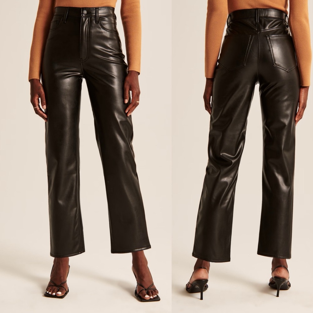 Abercrombie The Ankle Straight Ultra High Rise Vegan Leather Pants 31 12